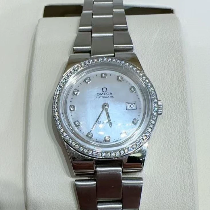 95新 Omega/欧米茄 自动机械表后镶钻盘26腕16/256103307/yy