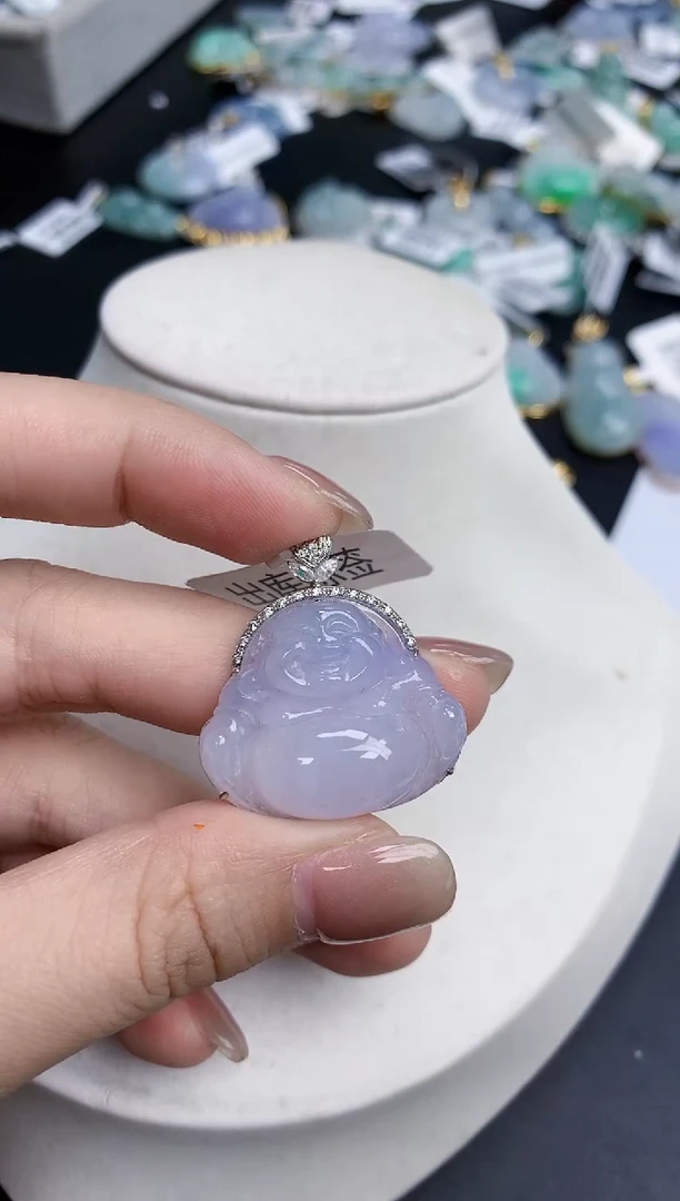【闪购商品】翡翠颈饰18K金镶嵌天然缅甸翡翠A货