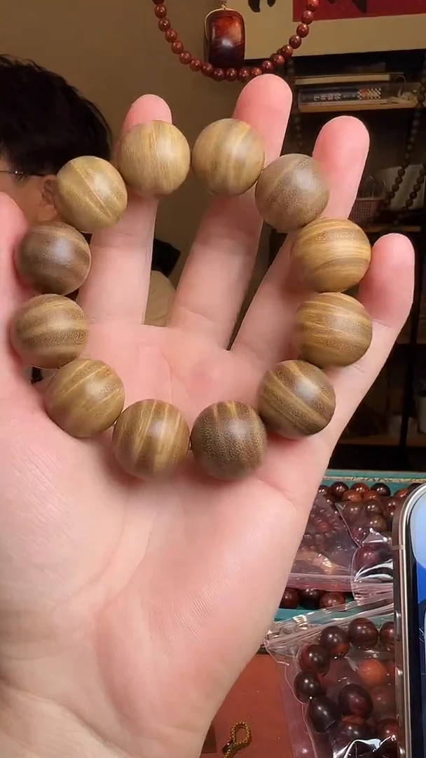 维腊木（绿檀）手串/手链20mm满水波单圈