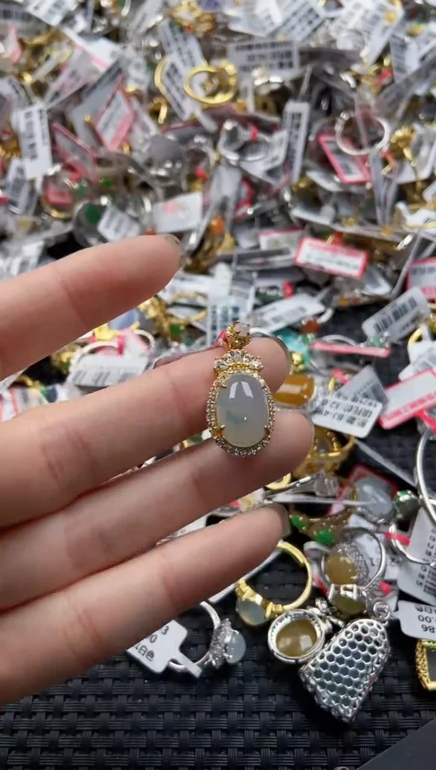 翡翠戒指银S925镶嵌666-------5