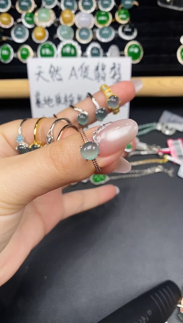 银S925镶嵌戒指翡翠25838