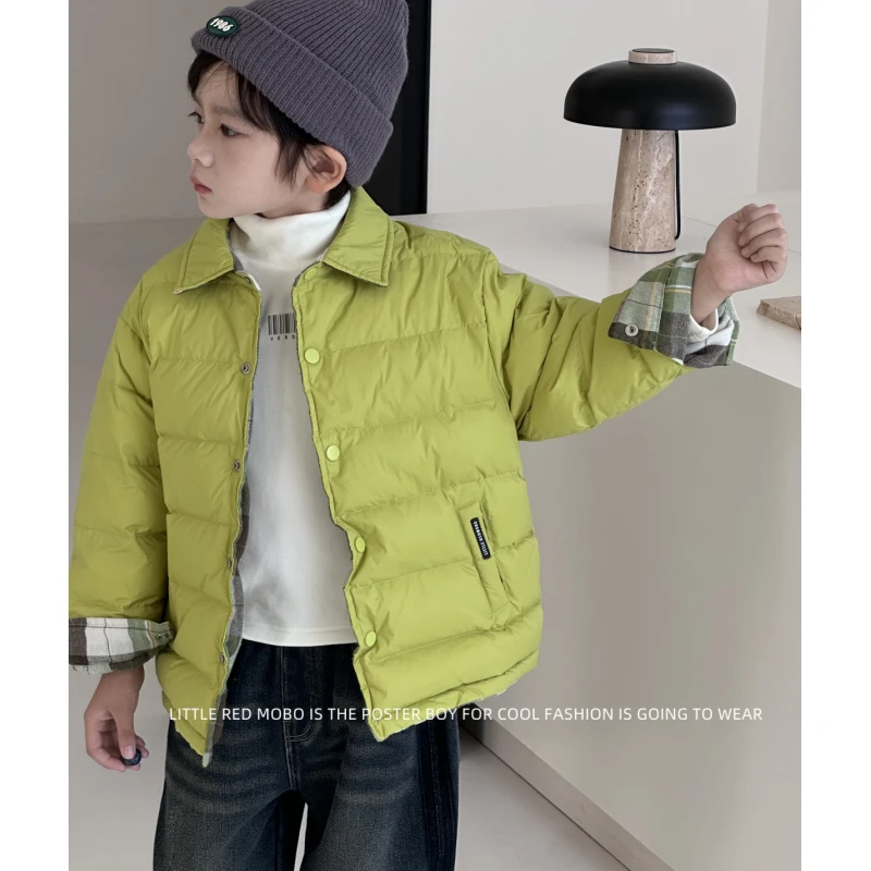 【现现】童装中大男儿童90白鸭羽绒服两面穿2025冬季新款MMY841302
