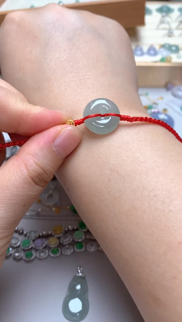 颈饰银S925镶嵌翡翠平安扣手绳