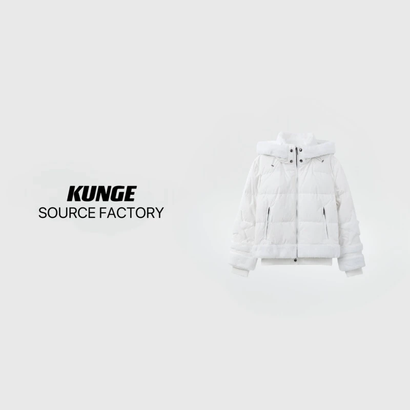 KUNGE-时尚户外休闲运动灰咖拼接连帽款羽绒服-8772