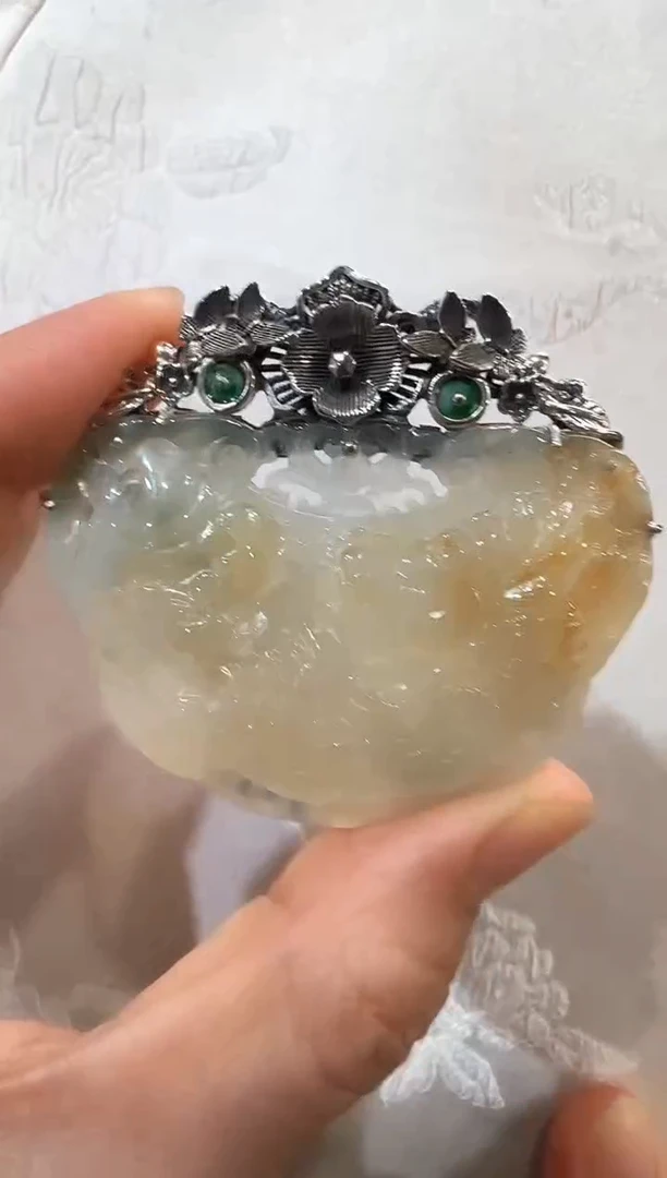 颈饰银S925镶嵌翡翠国风