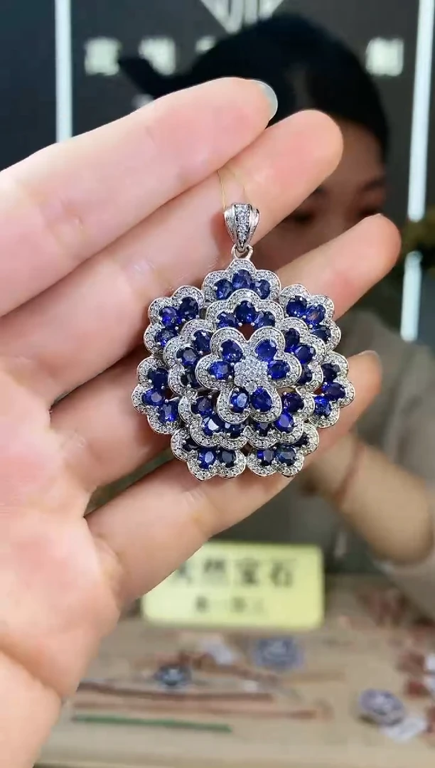 【闪购商品】蓝宝石颈饰银S925镶嵌颈饰