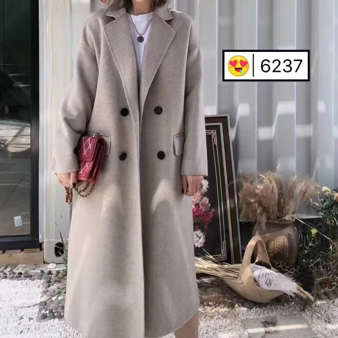 毛呢外套英伦风风衣女双排扣长款呢大衣网红6237