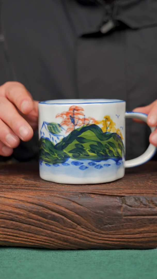 【闪购商品】瓷片90寻一缕瓷香杯釉下手工手绘瓷器