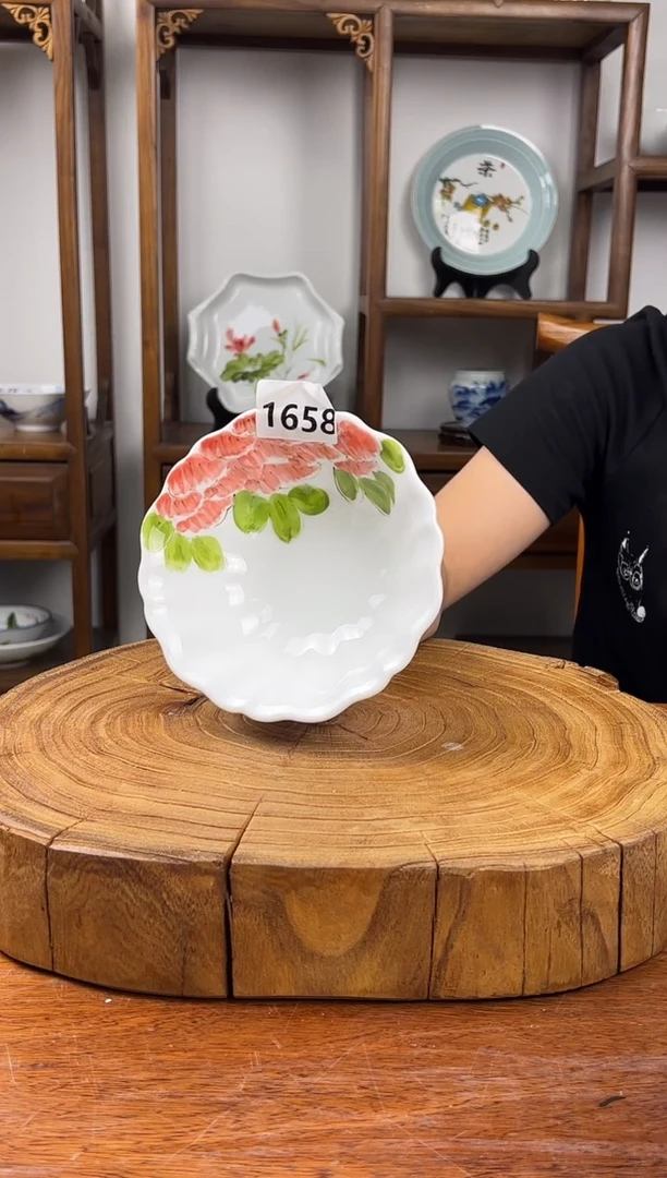 瓷片景德镇手绘釉中彩（食品级）花边碗1658
