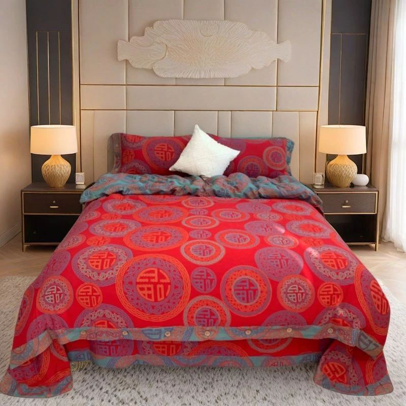 良品绘{福星高照}新款全棉四件套床上用品母婴级双层纱舒适亲肤