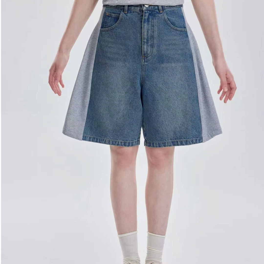 OooF！Yang【主理人专属】牛仔拼接短裤