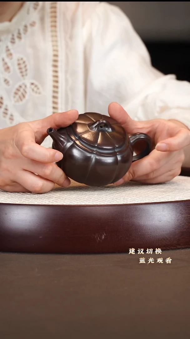 茶壶紫砂李军 柿圆 冰窖龙山乌泥 150cc