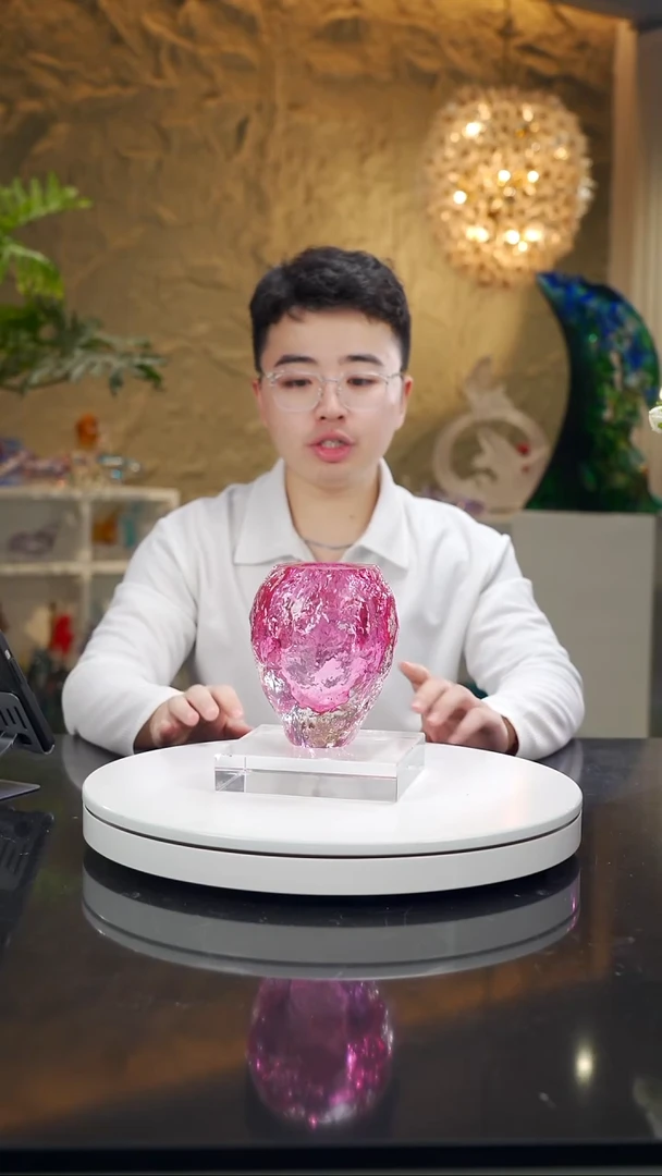 手工艺品琉璃金红色水波纹香薰瓶