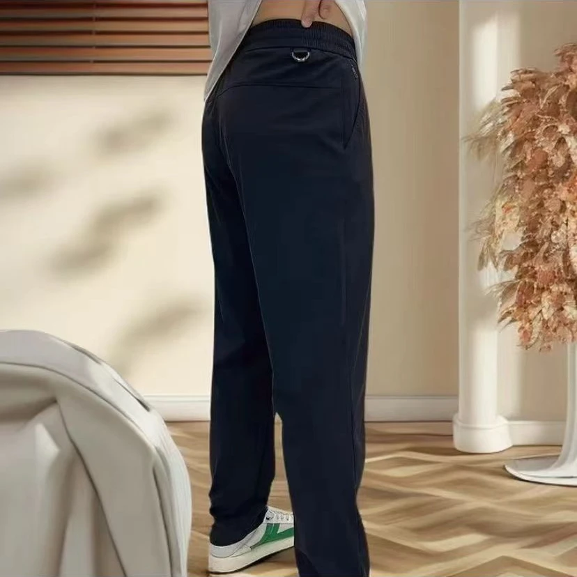 夏季男士薄款散口高弹冰凉丝滑冰丝休闲裤运动时尚透气弹力