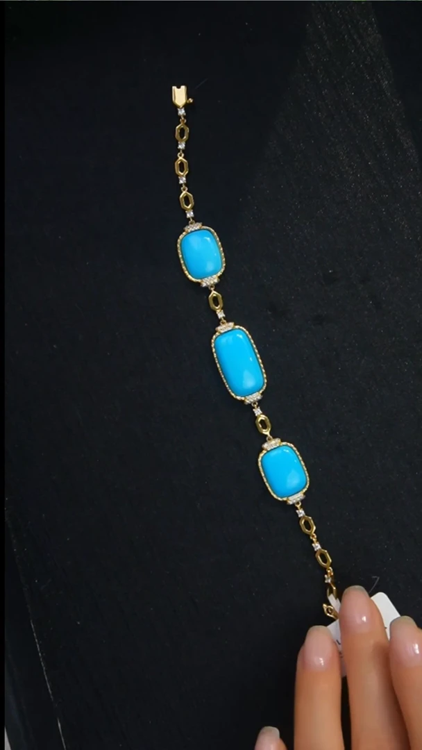 银S925镶嵌绿松石手链发货一件