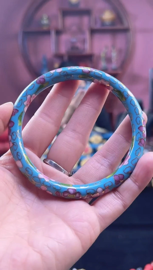 非遗景泰蓝 公主镯 60-65 天蓝 细