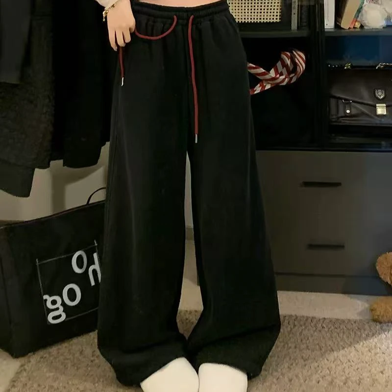 【娜姐家】3323#冬季韩版百搭加绒加厚休闲弯刀裤