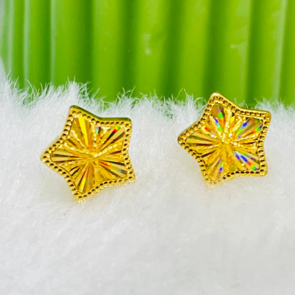 5G工艺 足金999 七彩星星耳钉 T5直针