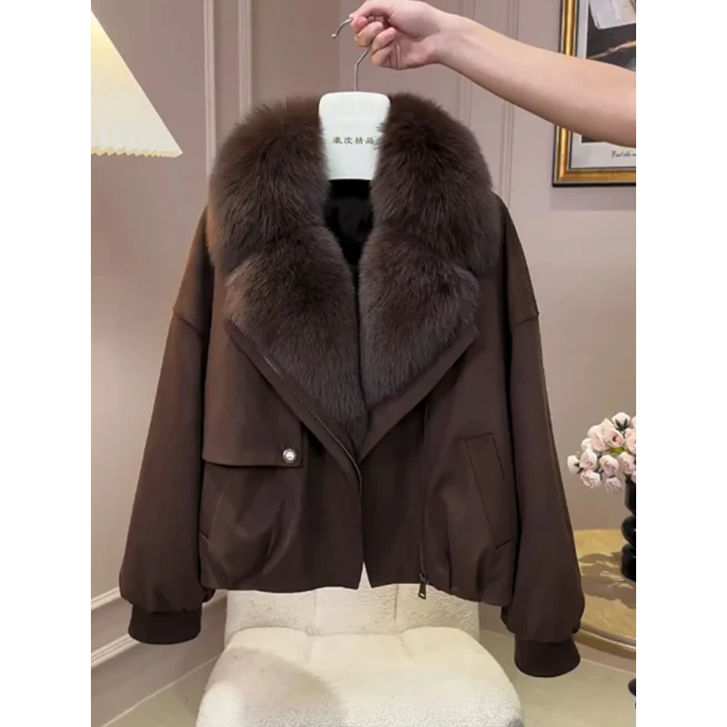 2025冬季新款洋气小众毛领短款棉服女慵懒风宽松百搭显瘦外套大衣