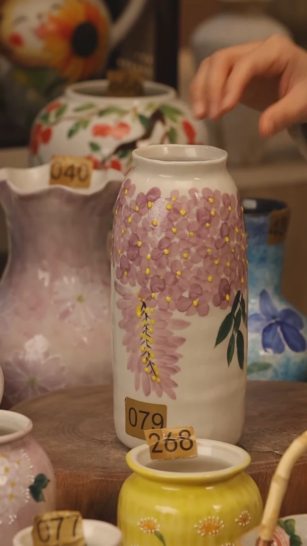 陶瓷景德镇设计师手作花器摆件侘寂风@M079@