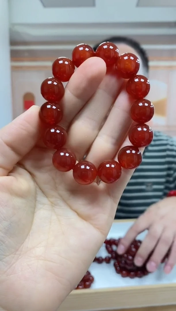 未镶嵌手串玛瑙/玉髓牛血红玛瑙手串14mm