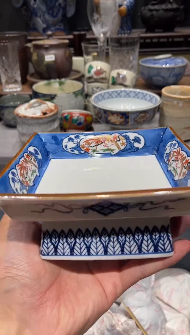 瓷片青花四方果子钵