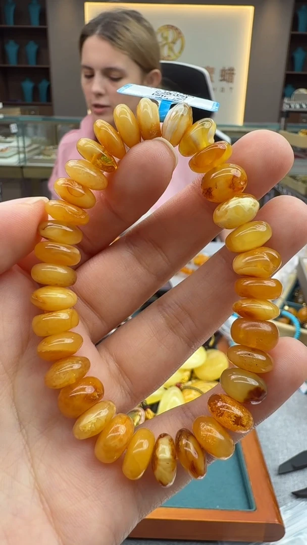 手链琥珀未镶嵌50秒拍号 假一罚三