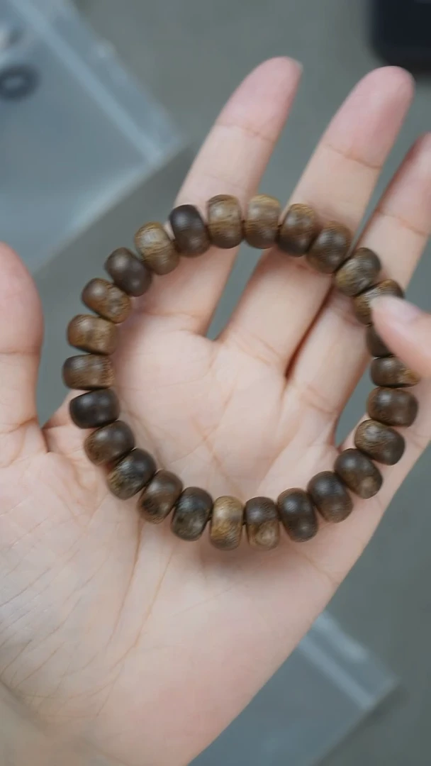 沉香手串海南莺歌绿奇楠 1.2 单圈 算盘珠（多样性发货）
