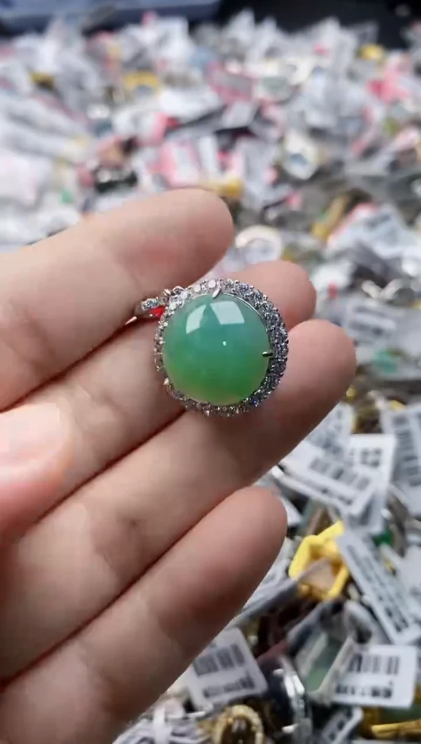 翡翠戒指银S925镶嵌22222     3