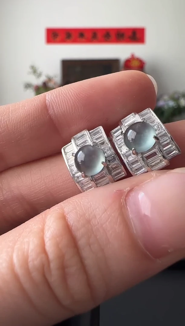 【闪购商品】翡翠耳饰银S925镶嵌耳饰