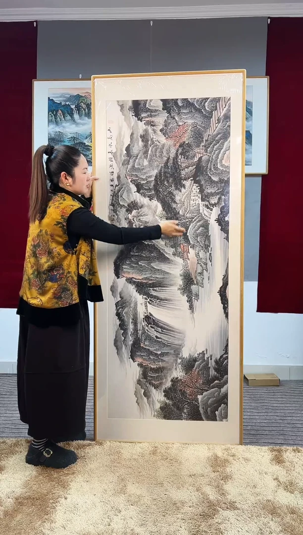 国画手绘山水202*82尺寸