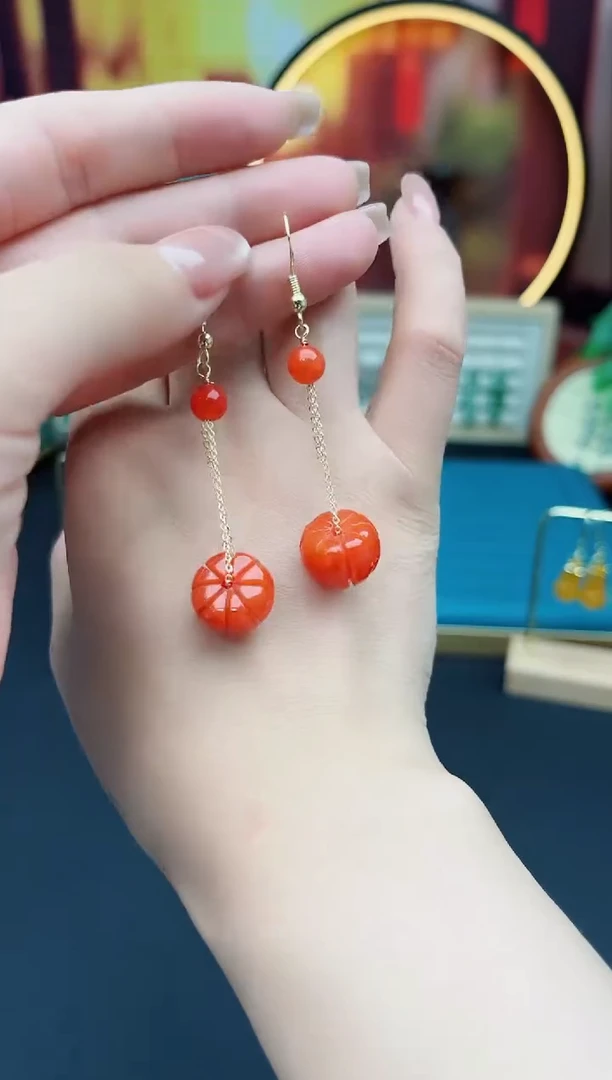 玛瑙/玉髓耳饰银S925镶嵌317