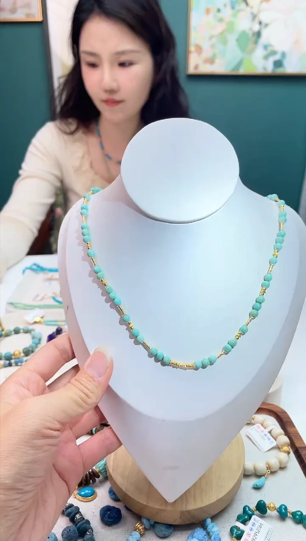 银S925镶嵌绿松石颈饰94