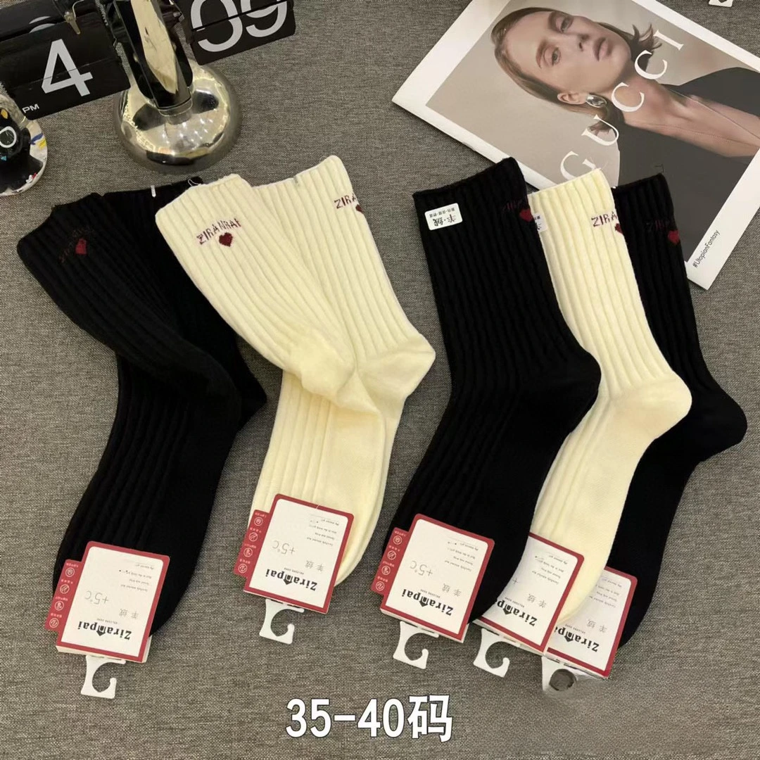 5双女士羊绒女长筒袜仿双针秋冬加厚保暖发热女袜秋冬厚款ins御寒
