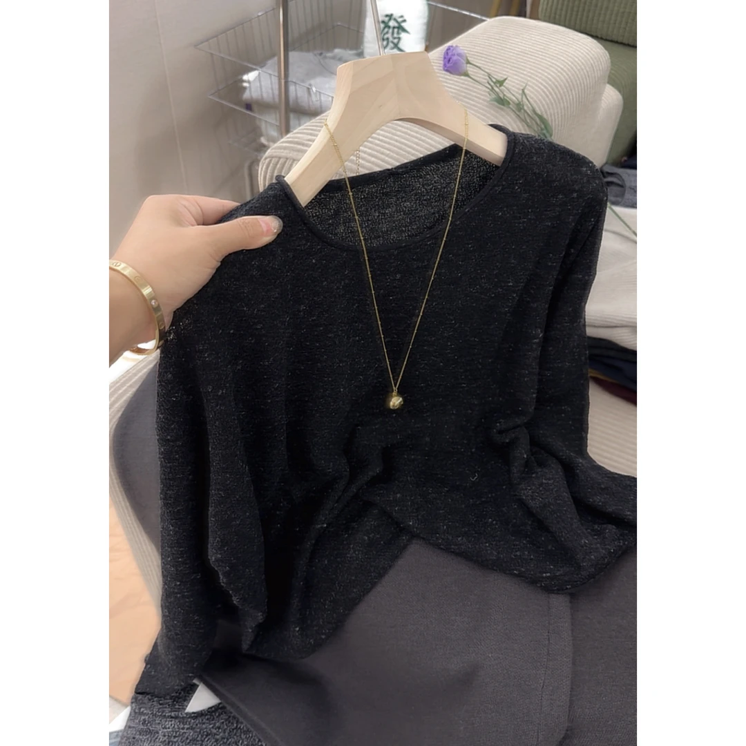 3369【彩点小卷边软糯针织衫】巨百搭秋季新款女士薄款打底上衣