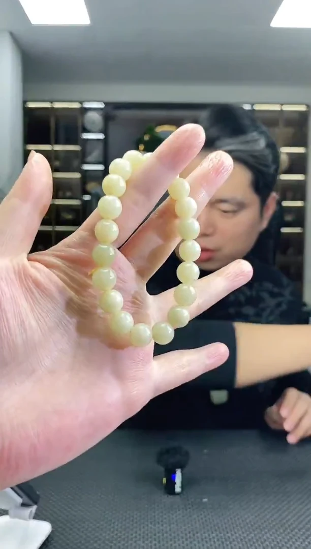 颈饰未镶嵌和田玉圆珠卡10手串清货1