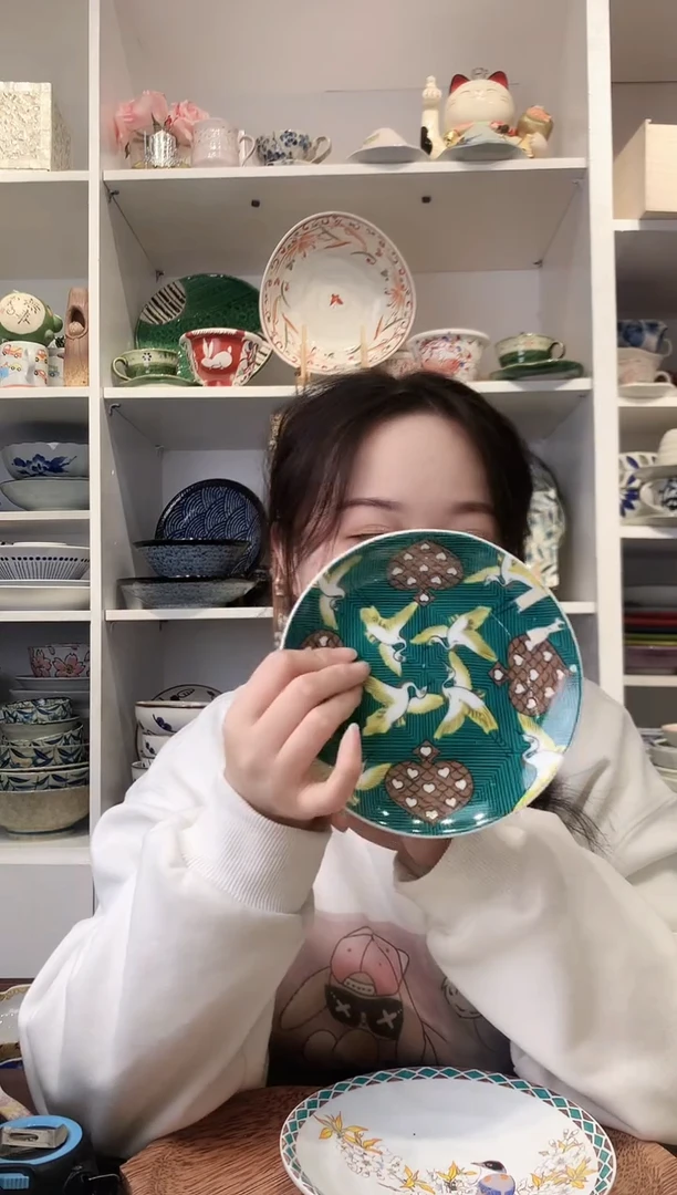 陶瓷【微瑕】九谷仙鹤小盘15cm