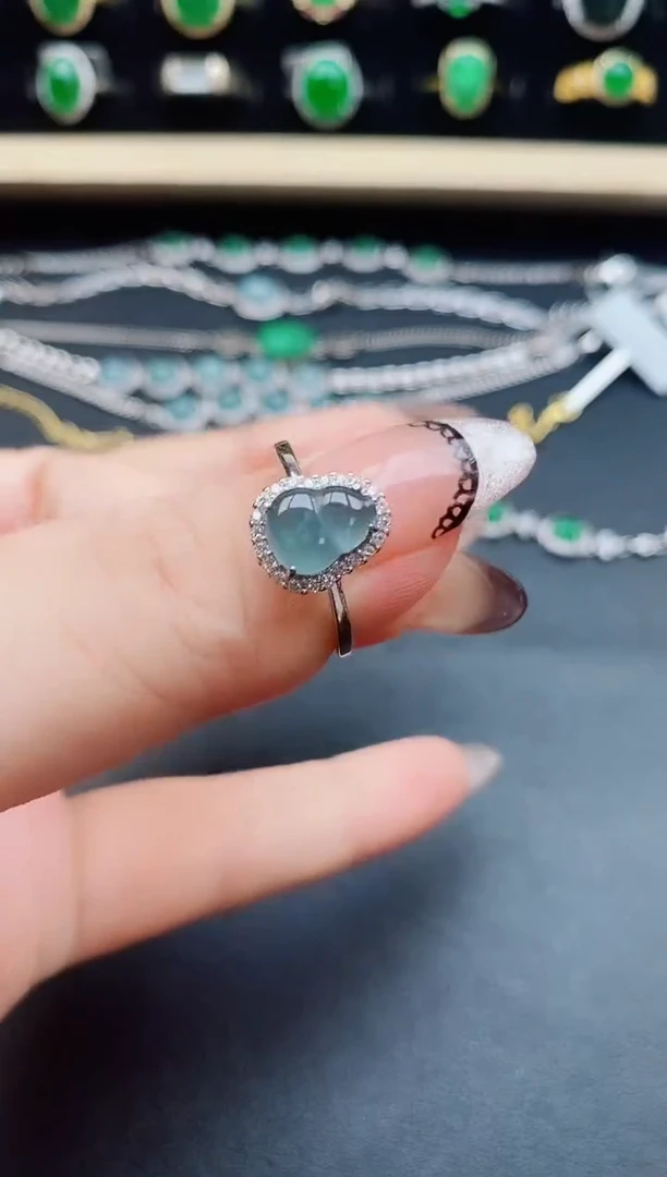 翡翠戒指银S925镶嵌058500