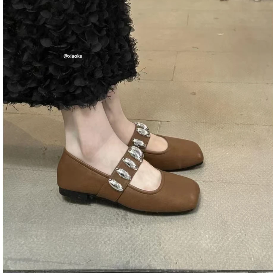 （柚子同款）夏季平底软皮扣休闲浅口小皮鞋D16（偏小一个码）