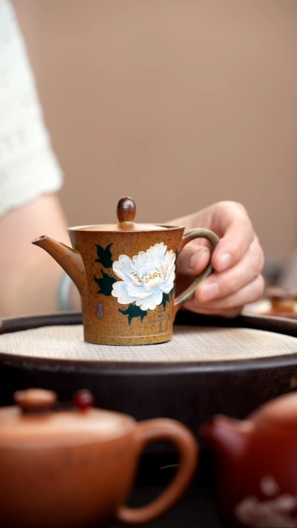 茶壶紫砂柴烧白牡丹宫灯