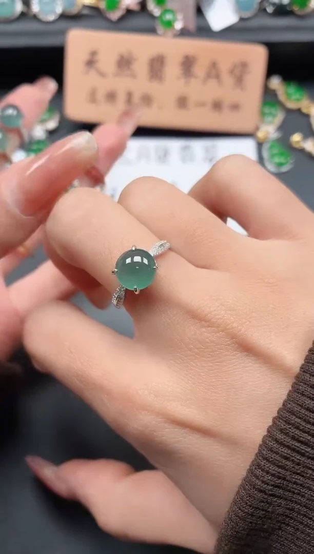 银S925镶嵌戒指翡翠1