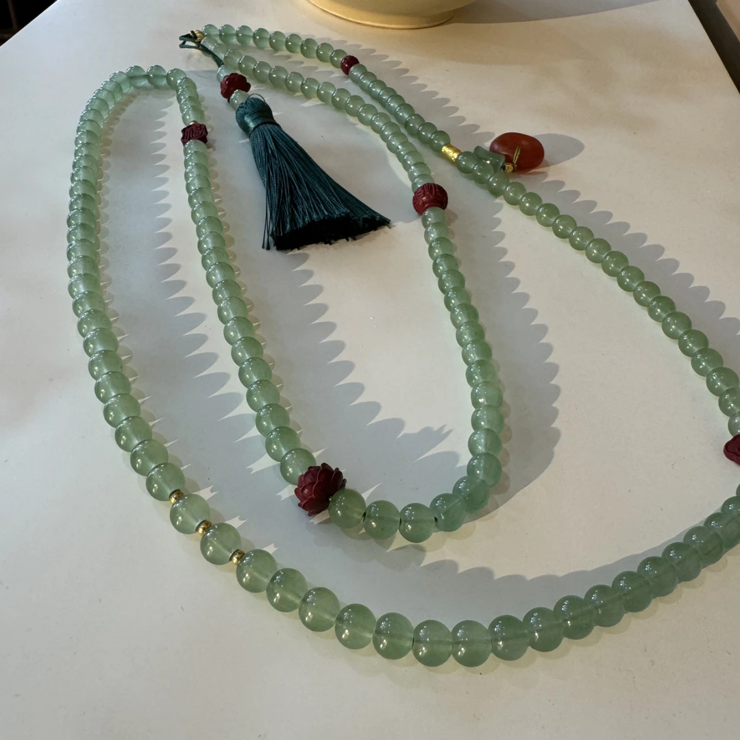 非金属玻璃项链 手工时尚百搭复古清新长链气质糖果绿手作项链