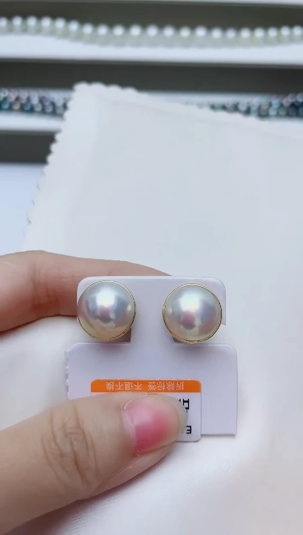 耳饰拼合珍珠（马贝珠）18K金镶嵌A87