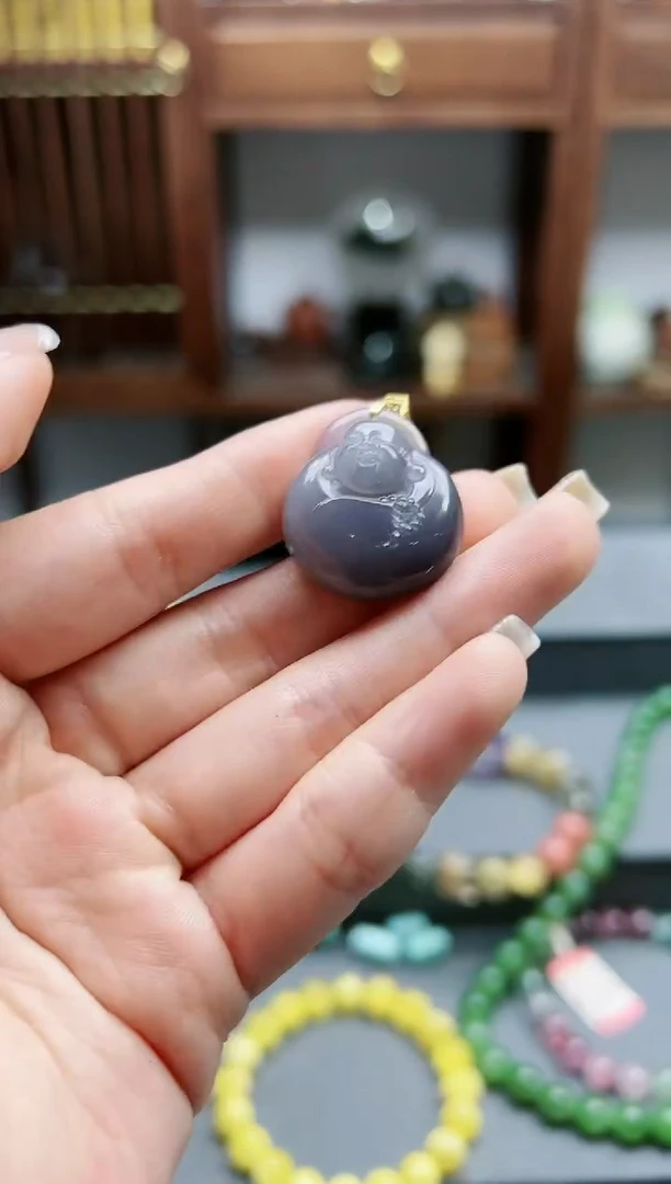 【闪购商品】和田玉吊坠18K金镶嵌18k金烟紫佛公吊坠*1 XZYW赠链