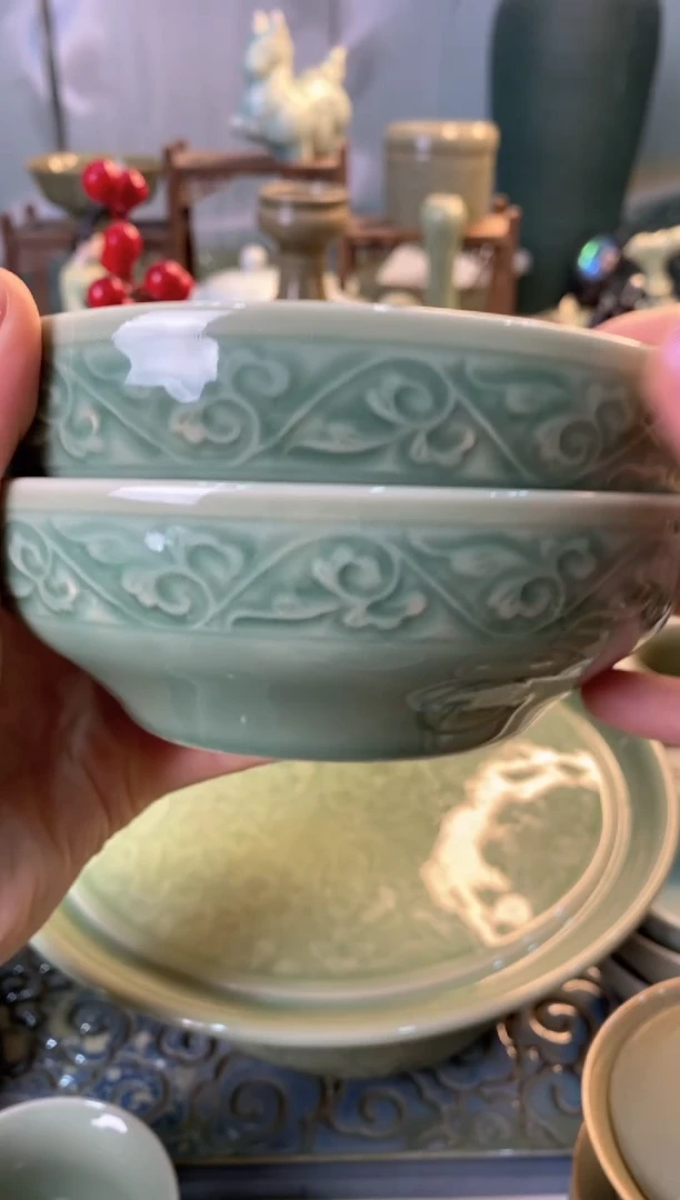 耀州窑耀州窑新品14.5cm英寸【福字碗】 2只装