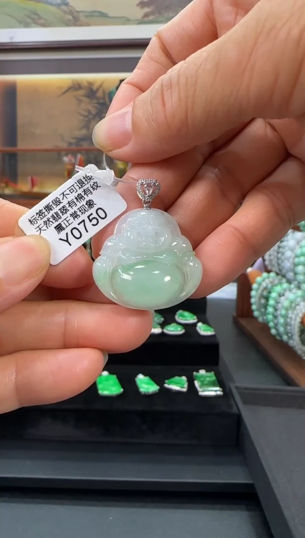 翡翠18K金镶嵌颈饰Y0750佛公