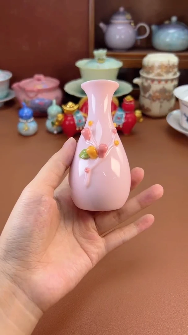 拾椿山 | 精美陶瓷茶具/茶器/茶道配件 手捏花花瓶