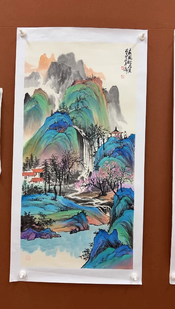 国画李文峰三尺整张重彩青绿