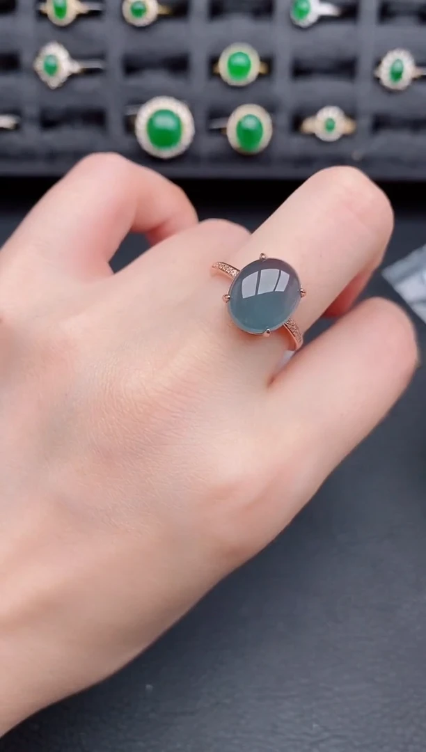 银S925镶嵌戒指翡翠天然a货翡翠287