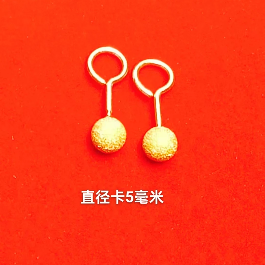 足金珠珠耳钉2.06克钉砂圆珠珠弯钩实心时尚简约耳钉